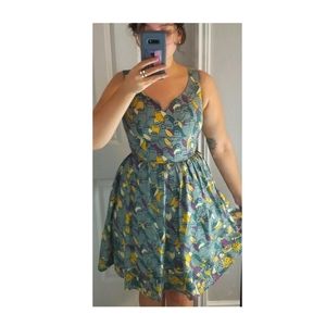 Modcloth Bird & Mushroom Fit & Flare Dress